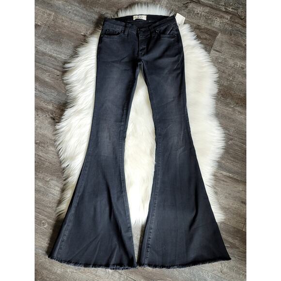 NWT Free People Super Flare Black Low-Rise Jeans - 30 waist - Picture 2 of 5